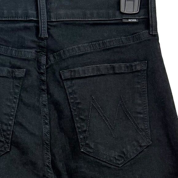 Mother The Rambler High-Rise Straight-Leg Zip Ankle Jeans Not Guilty Black Sz 25 - Picture 9 of 15